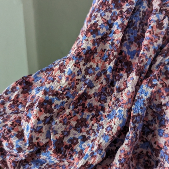 Wild Fable Pink Floral Puff Sleeve Crop Top Tied Front Size Medium - Picture 3 of 5